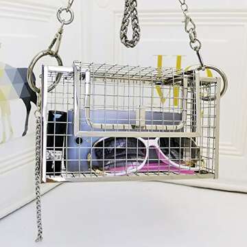 JUBOO PARADISE Silver Cage Purse Evening Bag - Stylish Crossbody Handbag for Women