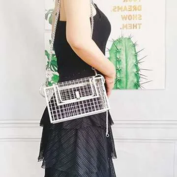 JUBOO PARADISE Silver Cage Evening Purse for Women