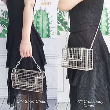 JUBOO PARADISE Silver Cage Evening Purse for Women