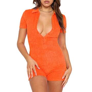 Stylish Women's Y2K Short Sleeve Bodycon Jumpsuit