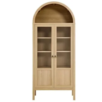 Modway EEI-6638-OAK Tessa Tall Arched Storage Display Cabinet, Oak