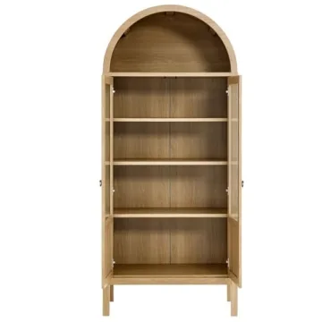 Modway EEI-6638-OAK Tessa Tall Arched Storage Display Cabinet, Oak