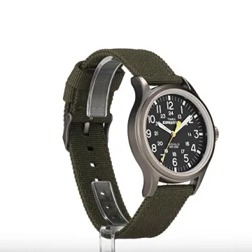 Timex Men's Expedition Scout 40mm Watch – Black Dial Gray Case & Green Fabric Strap