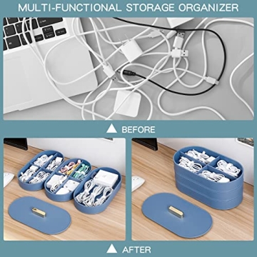 Yesesion Blue Plastic Cable Organizer with Lid, Stackable