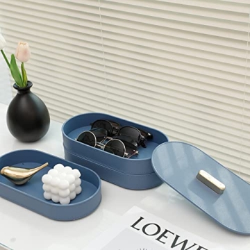 Yesesion Blue Plastic Cable Organizer with Lid, Stackable