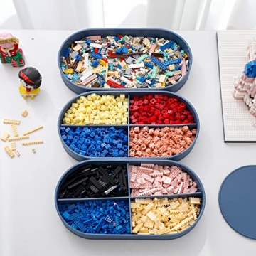 Yesesion Blue Plastic Cable Organizer with Lid, Stackable