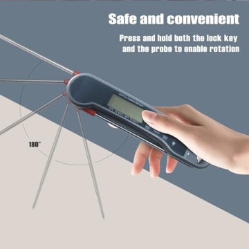 Meat Thermometer Digital Cooking Thermometer Instant Read Oven Thermometer Built-in Folding Probe, LCD, Calibration Function for Kitchen Cooking，BBQ Outside Grill Accessories, Dark