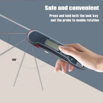 Meat Thermometer Digital Cooking Thermometer Instant Read Oven Thermometer Built-in Folding Probe, LCD, Calibration Function for Kitchen Cooking，BBQ Outside Grill Accessories, Dark