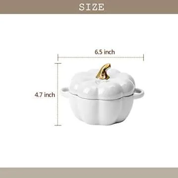 FYUEROPA Pumpkin Bowl Set with Lid and Handle, 14 Oz Ceramic Ramekins for Baking, Casserole Dish Ind...