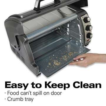 Hamilton Beach 6 Slice Convection Toaster Oven With Easy Reach Roll-Top Door, Bake, Broil & Toast Functions, Auto Shutoff, Silver (31123DA)