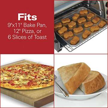 Hamilton Beach 6 Slice Convection Toaster Oven With Easy Reach Roll-Top Door, Bake, Broil & Toast Functions, Auto Shutoff, Silver (31123DA)