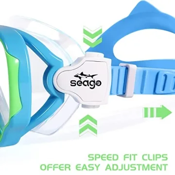 Seago Kids Swim Goggles & Snorkel Mask - 180° Anti-Fog