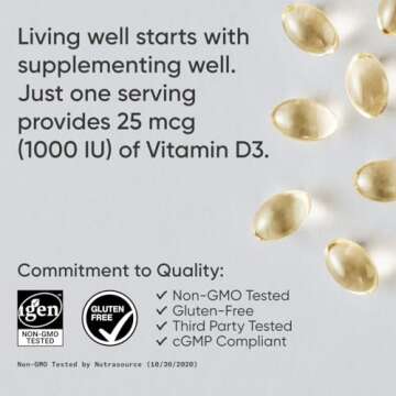 Sports Research Vitamin D3 1000iu with Coconut Oil for Immune Support