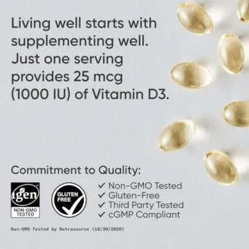 Sports Research Vitamin D3 1000iu with Coconut Oil for Immune Support