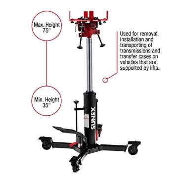 Sunex 7793B 1/2-Ton Telescopic Transmission Jack: Hands-Free and Efficient