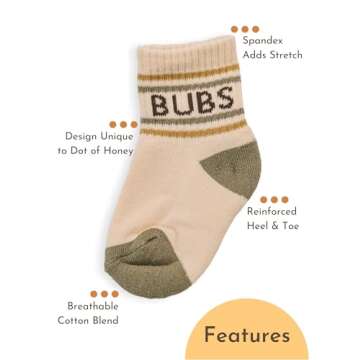 Lottie Dottie Baby, Toddler Half-Crew Cotton Socks 2-Pack | Bubs and Checkered Socks | Novelty Socks for Girls or Boys (4T-5T, Bubs/Checkered)