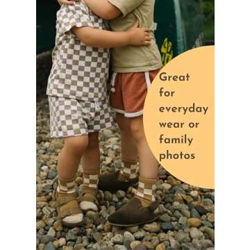 Lottie Dottie Baby, Toddler Half-Crew Cotton Socks 2-Pack | Bubs and Checkered Socks | Novelty Socks for Girls or Boys (4T-5T, Bubs/Checkered)