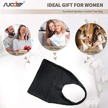 SUOSDEY Crochet Mesh Beach Tote Bag for Women