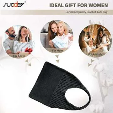 SUOSDEY Crochet Mesh Beach Tote Bag for Women