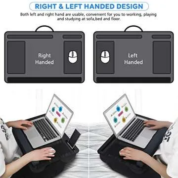 NEARPOW Portable Laptop Lap Desk with Removable Pillow Cushion Cover, Both Side Mouse Pad, Fits up to 17 inch, Laptop Stand with Tablet Holder for Bed, Sofa, Couch