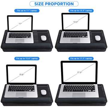 NEARPOW Portable Laptop Lap Desk with Removable Pillow Cushion Cover, Both Side Mouse Pad, Fits up to 17 inch, Laptop Stand with Tablet Holder for Bed, Sofa, Couch