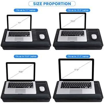 NEARPOW Portable Laptop Lap Desk with Removable Pillow Cushion Cover, Both Side Mouse Pad, Fits up to 17 inch, Laptop Stand with Tablet Holder for Bed, Sofa, Couch
