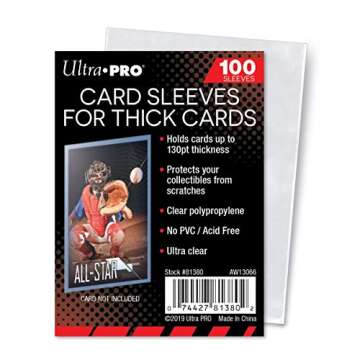 Ultra Pro Clear Thick Card Sleeves, Plastic| Holds cards up to 130-Point | 100-Count