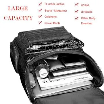 boshiho Real Leather Laptop Backpack Fashion Travel Bag Daypack for Men, Crocodile Pattern (L)