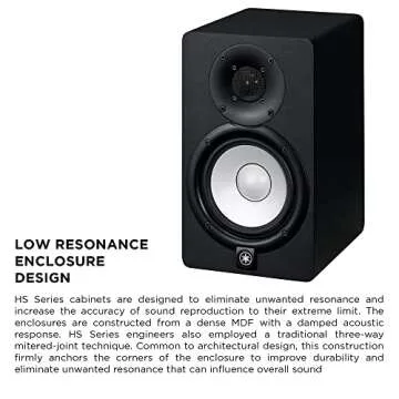Yamaha HS Series HS5 2-Way 70W Bass Reflex Bi amplified Nearfield Powered Studio Monitor Pair Bundle with 20ft XLR Cables, TRS to XLR Cables, and 1/8th Inch to XLR Stereo Breakout Cable