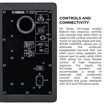 Yamaha HS Series HS5 2-Way 70W Bass Reflex Bi amplified Nearfield Powered Studio Monitor Pair Bundle with 20ft XLR Cables, TRS to XLR Cables, and 1/8th Inch to XLR Stereo Breakout Cable
