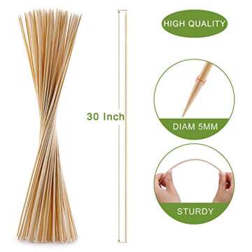 120 PCS Bamboo Marshmallow Roasting Sticks, SMores Skewers for Fire Pit, Extra Long 30 Inch Heavy Du...
