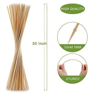 120 PCS Bamboo Marshmallow Roasting Sticks, SMores Skewers for Fire Pit, Extra Long 30 Inch Heavy Du...