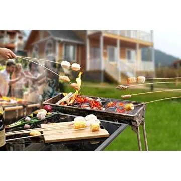 120 PCS Bamboo Marshmallow Roasting Sticks, SMores Skewers for Fire Pit, Extra Long 30 Inch Heavy Duty 5mm Thick Wooden SMores Sticks for Open Fire Pits Roaster Barbecue Hot Dog Camping Kebab Sausage