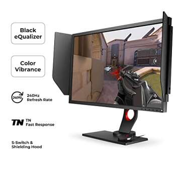 BenQ ZOWIE XL2740 27-inch 240Hz Gaming Monitor with G-Sync Compatible/ Adaptive Sync | 1080p 1ms | Black Equalizer for Competitive Edge | S-Switch for Custom Display Profiles | Shield