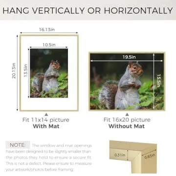 Golden State Art - 16x20 Metal Picture Frames with Mat - Display 11x14 Photo or 16x20 Poster - 16 x 20 Inch Aluminum Frames with Real Glass - Gallery Wall Frame Set of 3 - Gold