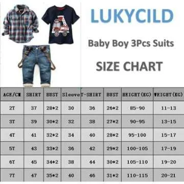 LUKYCILD Baby Boy 3-Piece Clothes Set: Stylish & Comfy