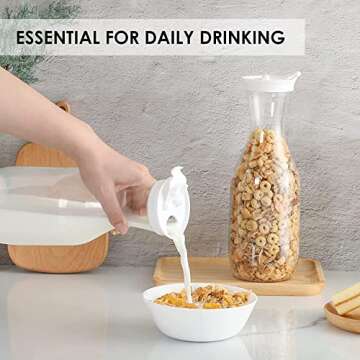 6 Pack Large 50 Oz Water Carafe with White Flip Top Lid, Clear Plastic Juice Jar Containers, Mimosa Bar Beverage Pitcher BPA Free - for Water, Iced Tea, Juice, Lemonade, Milk, Soda —HAND WASH ONLY