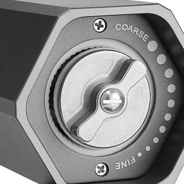 HexClad HexMill Salt Grinder, Professional Grade Heavy-Duty, Refillable, Aluminum Gunmetal Gray, Adjustable Ten Grind Settings