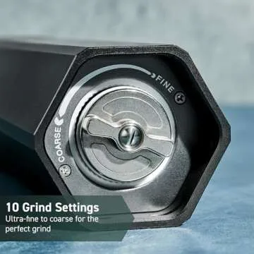 HexClad HexMill Salt Grinder, Professional Grade Heavy-Duty, Refillable, Aluminum Gunmetal Gray, Adjustable Ten Grind Settings