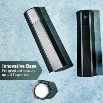 HexClad HexMill Salt Grinder, Professional Grade Heavy-Duty, Refillable, Aluminum Gunmetal Gray, Adjustable Ten Grind Settings