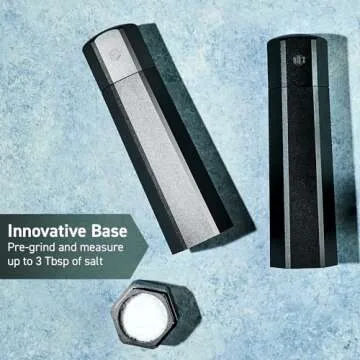 HexClad HexMill Salt Grinder, Professional Grade Heavy-Duty, Refillable, Aluminum Gunmetal Gray, Adjustable Ten Grind Settings