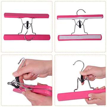 2 Pack Hair Extensions Wigs Storage Bag with Wooden Hanger Dust-proof Protective Wig Storage Holder Portable Suit with Transparent Zip Up Closure (Rose Red)