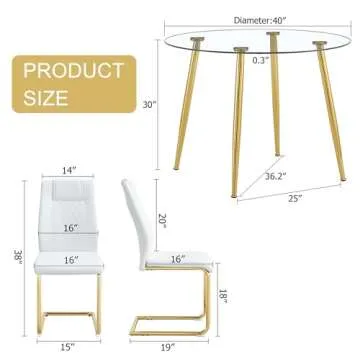 Round Glass Dining Table Set for 4 Modern Design