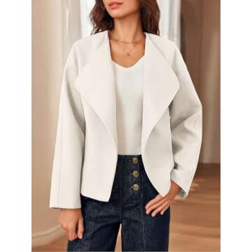 Cicy Bell Womens Cropped Winter Pea Coats Business Casual Open Front Cardigan Jackets Outerwear
