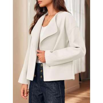 Cicy Bell Womens Cropped Winter Pea Coats Business Casual Open Front Cardigan Jackets Outerwear