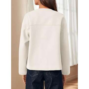 Cicy Bell Womens Cropped Winter Pea Coats Business Casual Open Front Cardigan Jackets Outerwear