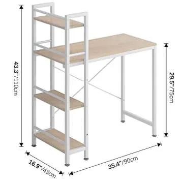 Compact 4NM 35" Computer Desk with 4-Tier Shelf