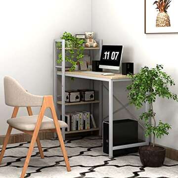 Compact 4NM 35" Computer Desk with 4-Tier Shelf