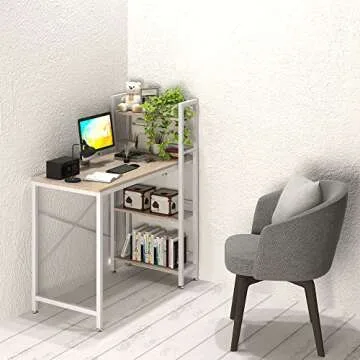 Compact 4NM 35" Computer Desk with 4-Tier Shelf