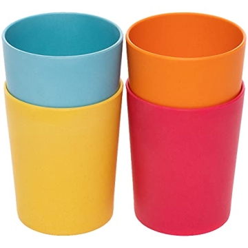 WeeSprout Bamboo Toddler Cups - 4 pc Set (10 fl oz), Organic & Non-Plastic Cup Pack for Toddlers, Bi...